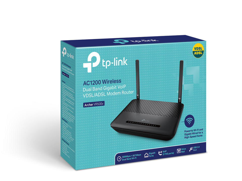 TP-LINK Archer VR500V AC1200 VOIP/VDSL/ADSL/NBN Modem Router